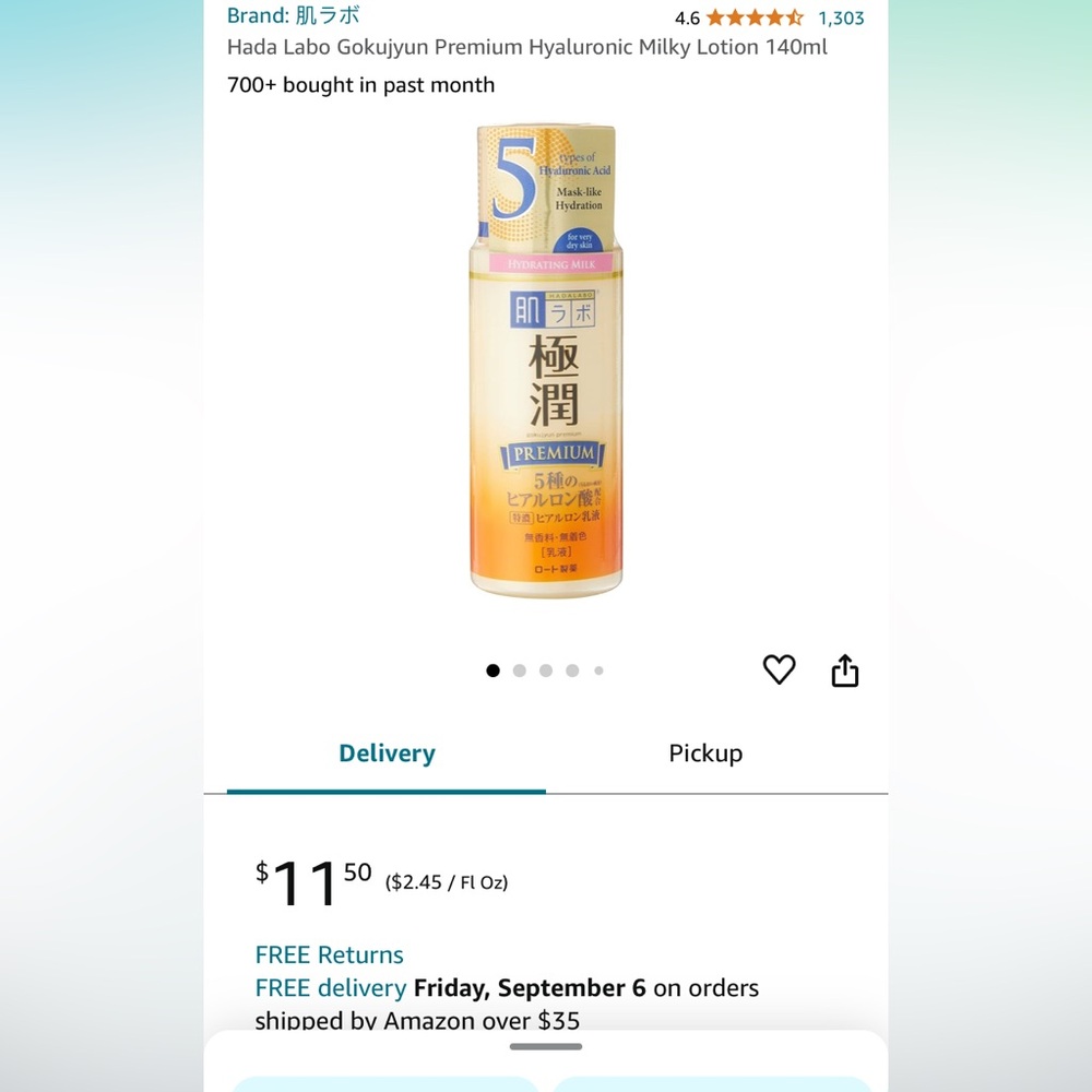 Hada Labo Gokujyun Premium Hyaluronic Milky Lotion 140ml